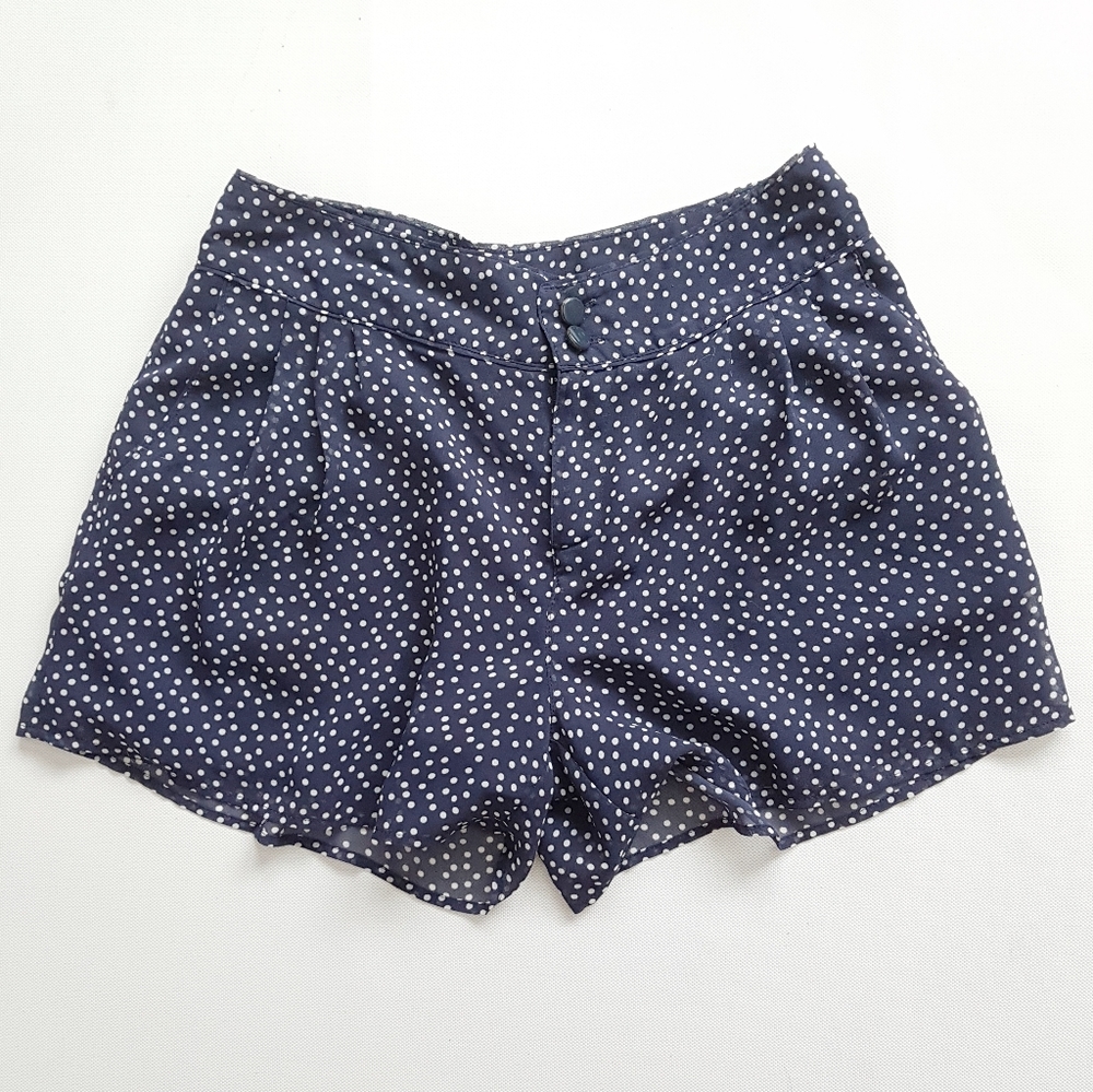 LC Lauren Conrad Navy Polka Dot Chiffon Shorts